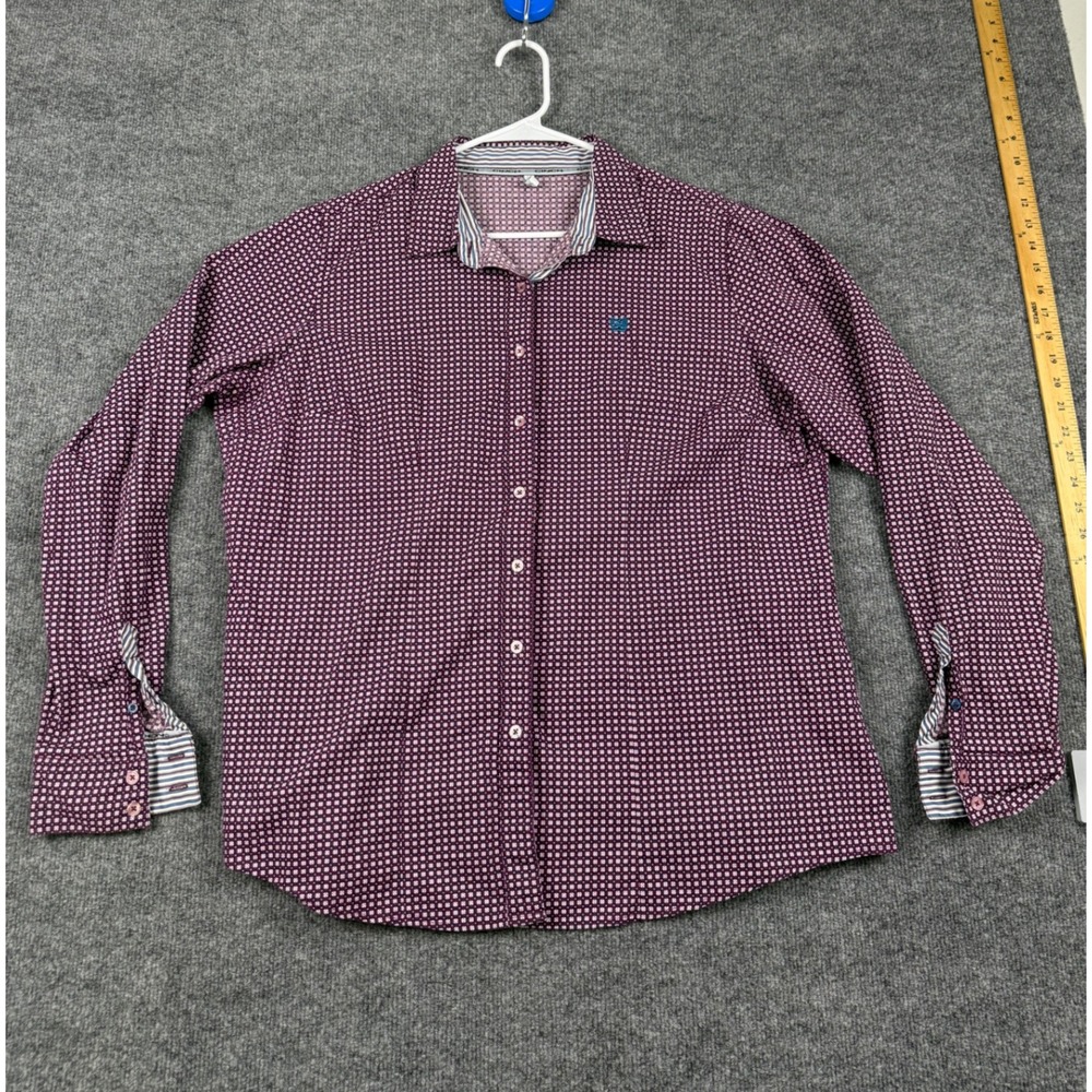 Cinch Mens‎ XXL Purple Geometric Print Tencel Blend Button Down Shirt MSW9165009
